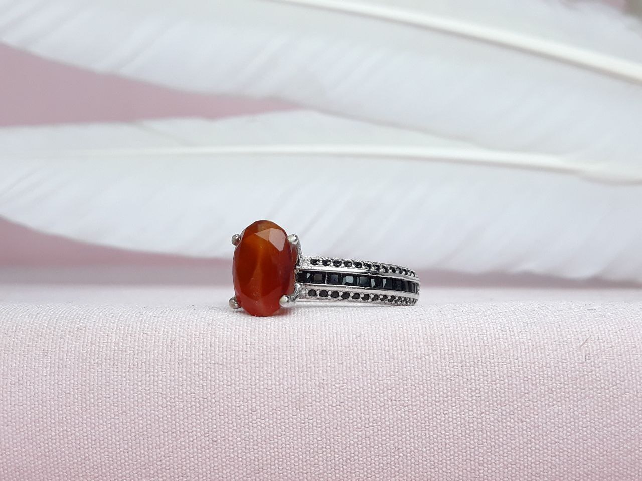 انگشتر نقره عقیق یمنی رکاب ماشینی روکش اب رادیوم زنانه