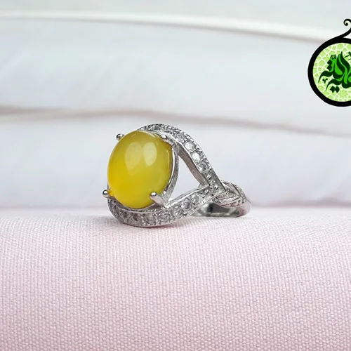 انگشترنقره عقیق زرد شرف الشمس اصل زنانه(دعای شرف الشمس) روکش ابرادیوم