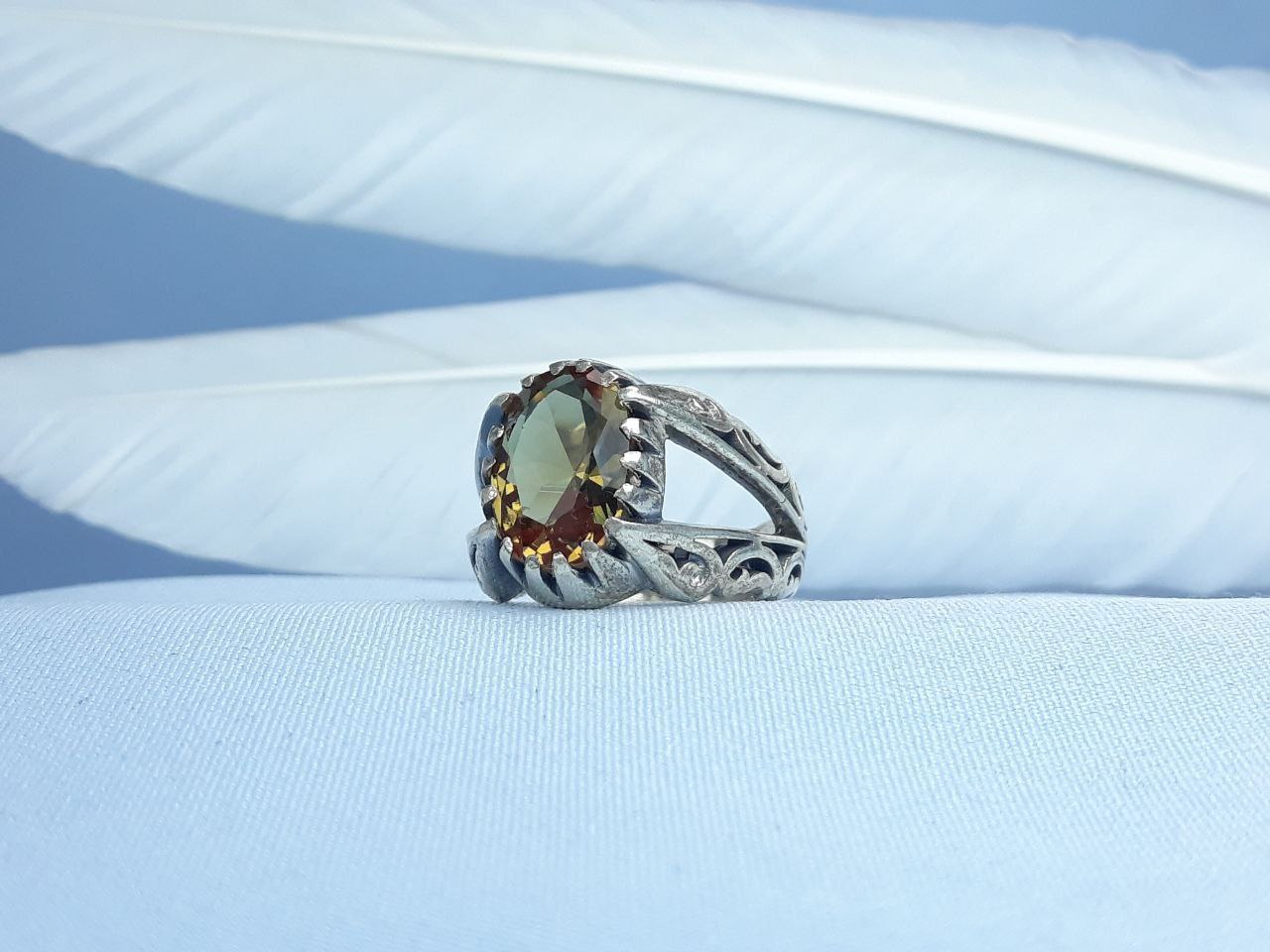 انگشتر نقره الکساندریت  رکاب ماشینی