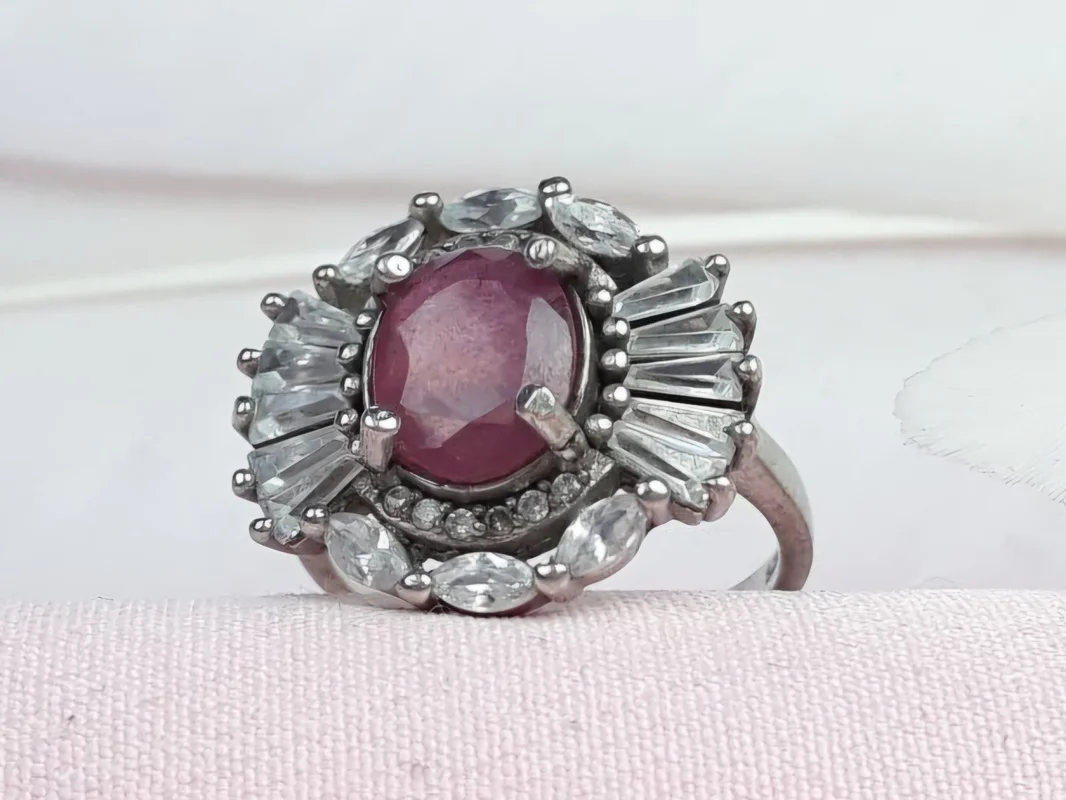 انگشترنقره یاقوت سرخ زنانه اصل روکش آب رادیوم