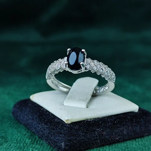 انگشتر نقره جواهری عقیق مشکی