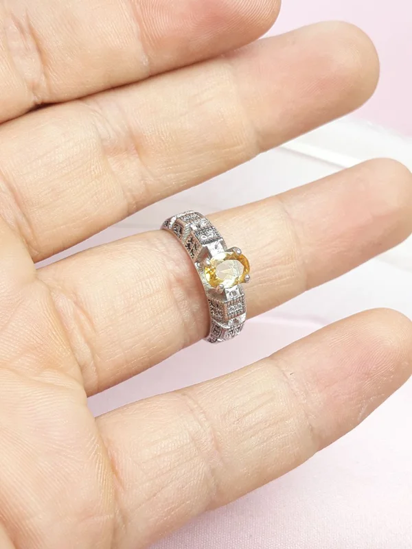 انگشتر نقره زنانه سیترین رکاب تایلندی روکش ابرادیوم