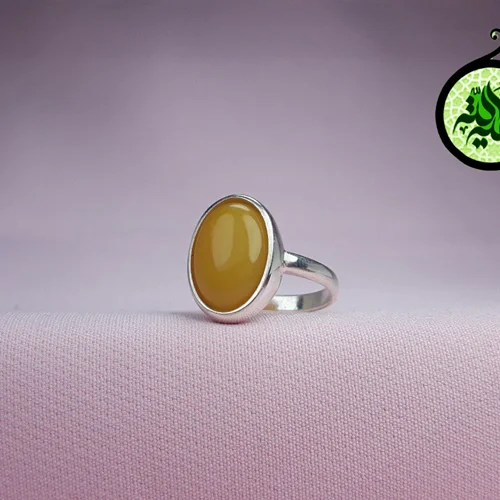 انگشترنقره عقیق زرد شرف الشمس اصل (دعای شرف الشمس) سایز۱۶×۱۲