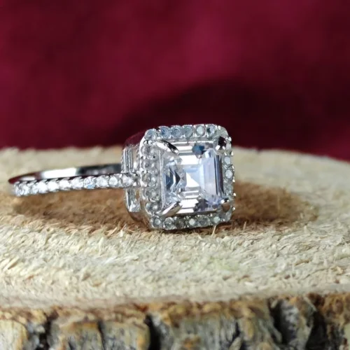 حلقه نقره تک نگین آب رادیوم