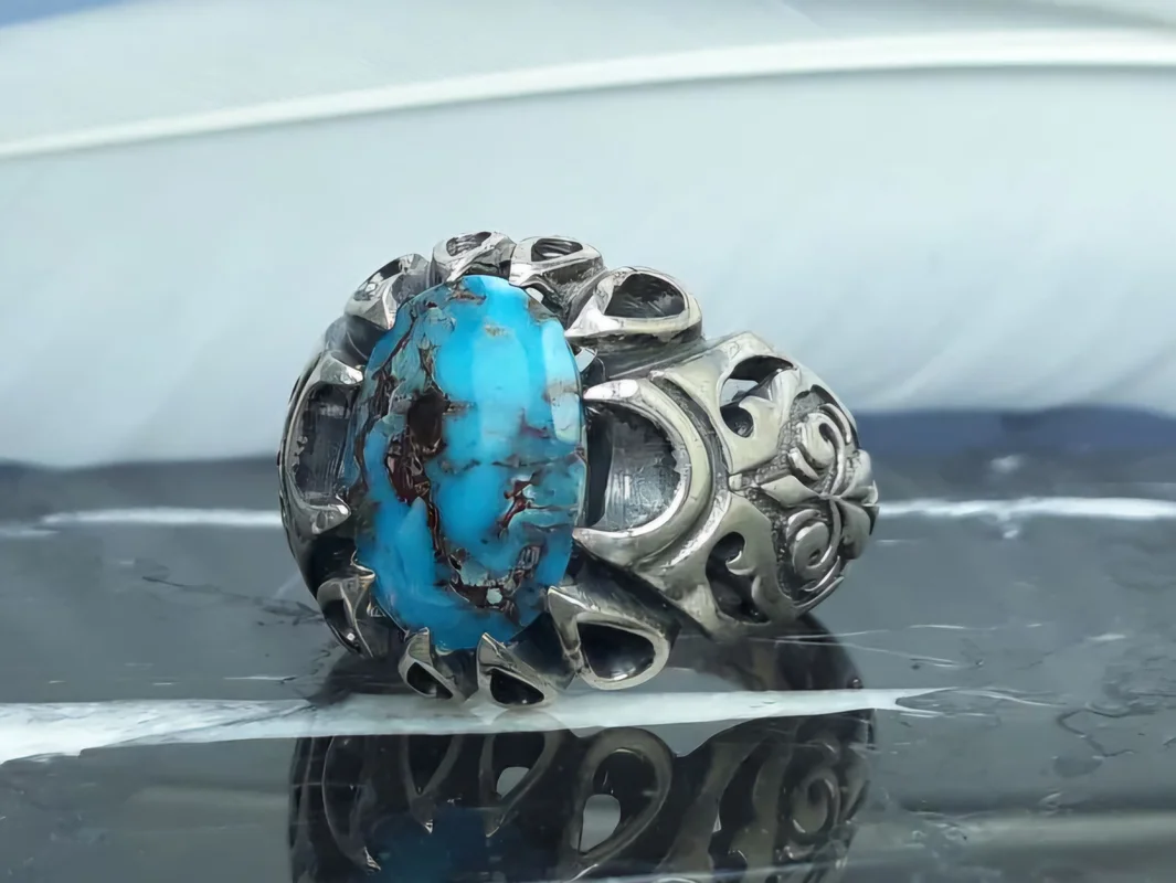 انگشترنقره فیروزه نیشابوری احیا شده اصل