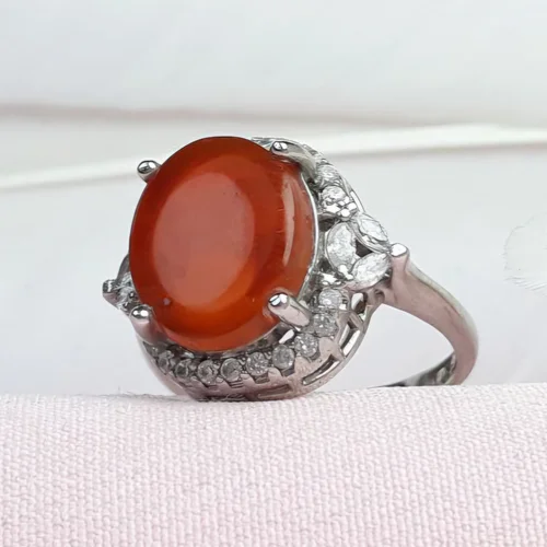 انگشترنقره عقیق سرخ یمنی اصل زنانه