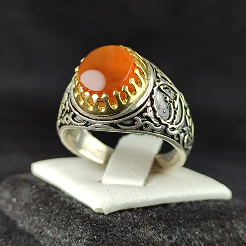 انگشترنقره عقیق یمنی اصل رکاب فیلی چنگی