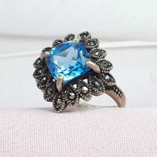 انگشترنقره توپاز اصل زنانه