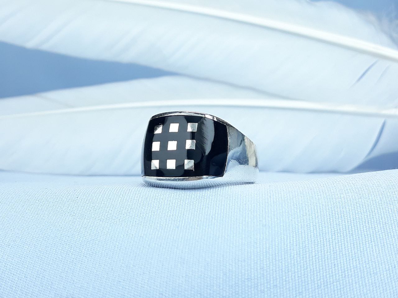 انگشتر نقره اسپرت مشکی رکاب ماشینی