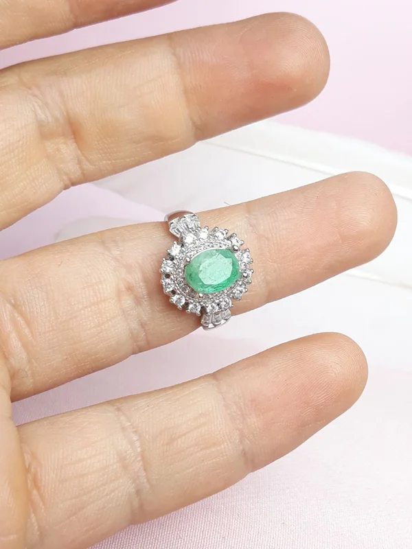 انگشترنقره زمرد زنانه روکش آب رادیوم