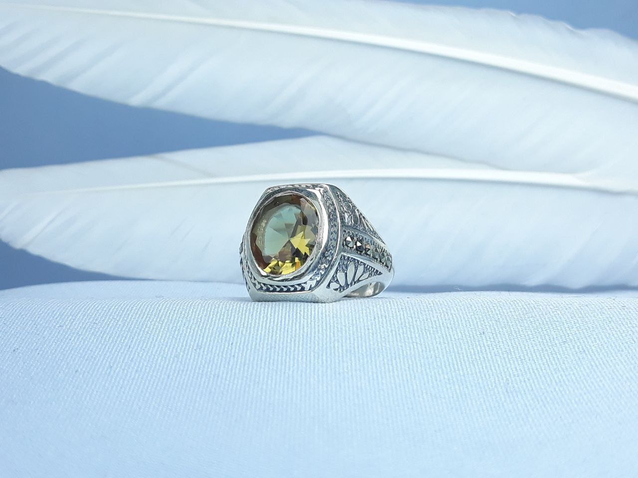 انگشتر نقره الکساندریت  رکاب ماشینی