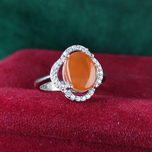 انگشتر نقره جواهری عقیق یمنی اصل زنانه