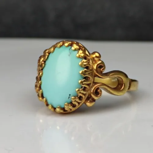 انگشترنقره فیروزه نیشابوری اصل زنانه آبکاری طلایی