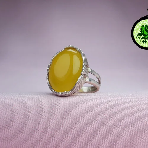 انگشترنقره عقیق زرد شرف الشمس اصل (دعای شرف الشمس) سایز۲۰×۱۵
