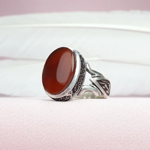 انگشترنقره عقیق یمنی سرخ دور رکاب و ان یکاد