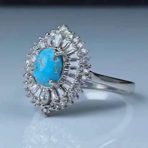 انگشتر نقره زنانه فیروزه نیشابور اصل