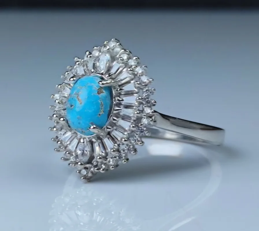 انگشتر نقره زنانه فیروزه نیشابور اصل