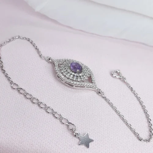 دستبند نقره زنانه آماتیس روکش اب رادیوم