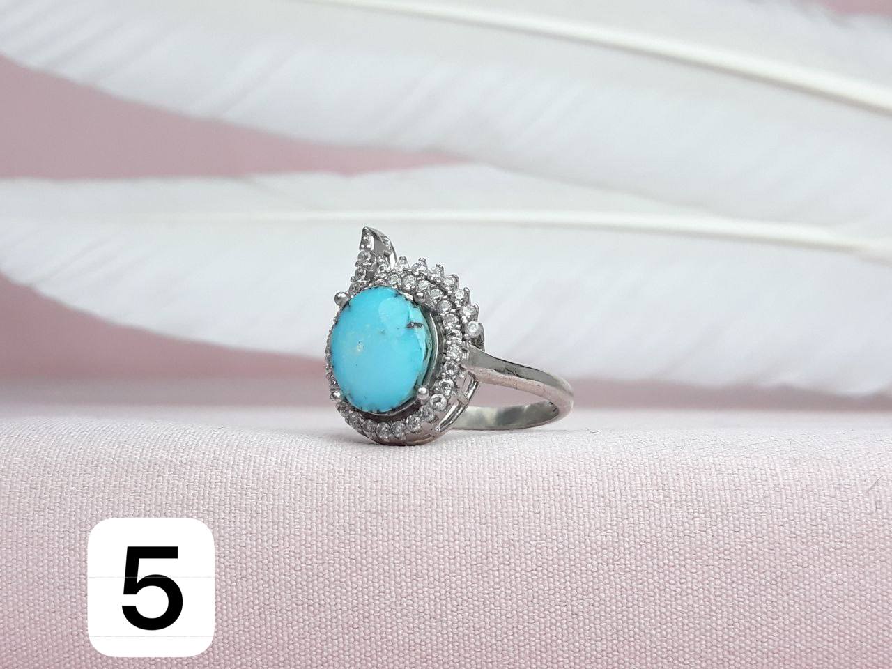 انگشتر نقره روکش اب رادیوم رکاب ماشینی زنانه