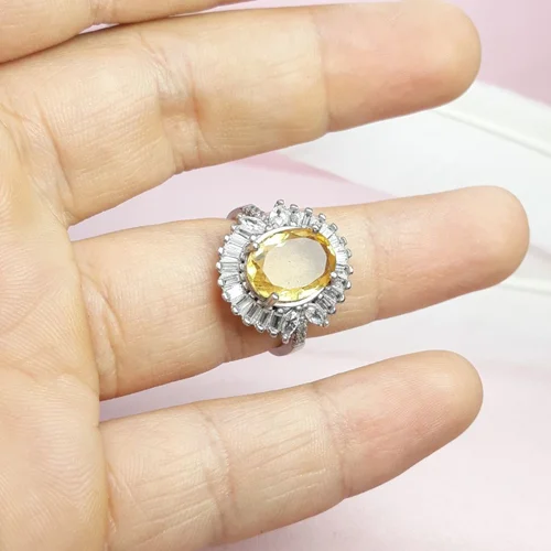 انگشترنقره سیترین زنانه روکش آب رادیوم