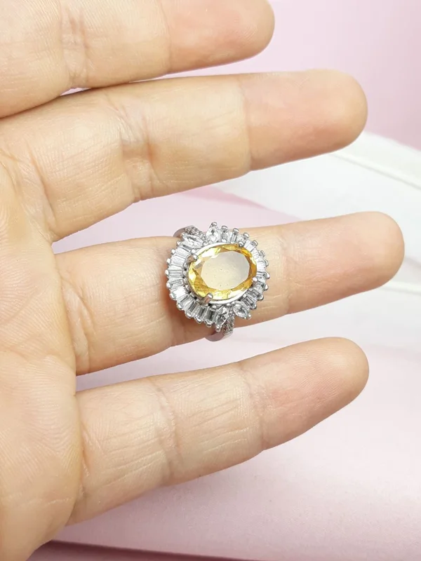 انگشترنقره سیترین زنانه روکش آب رادیوم