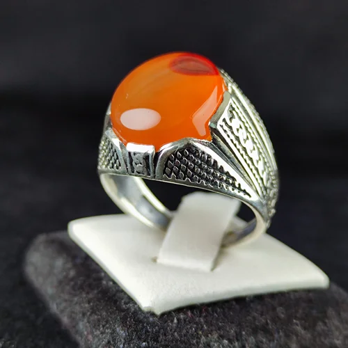 انگشترنقره عقیق یمن اصل رکاب فیلی