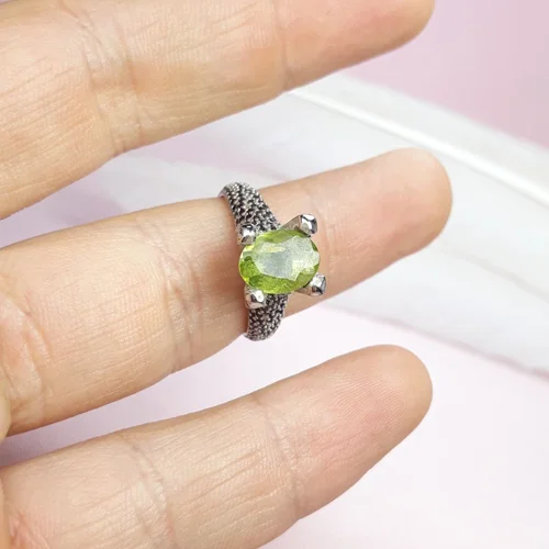 انگشترنقره زبرجد زنانه رکاب تایلندی نگین میکرو