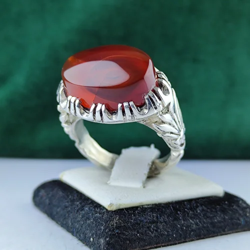 انگشتر نقره عقیق یمنی اصل رکاب افقی صفوی