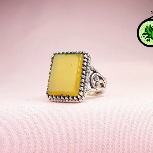 انگشترنقره عقیق زرد شرف الشمس اصل(دعای شرف الشمس)سایز ۱۳×۱۸ طرح رکاب رهبری