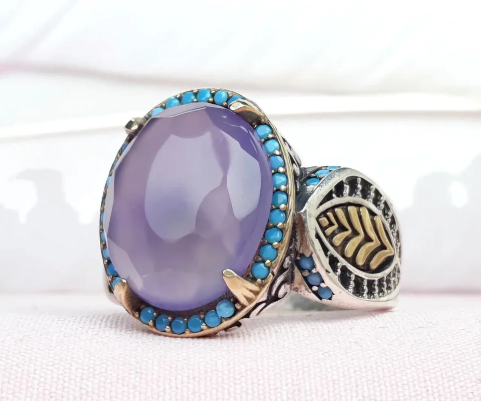 انگشتر نقره عقیق سوسنی یمنی اصل برنج کاری شده چهار چنگ تراش الماسی