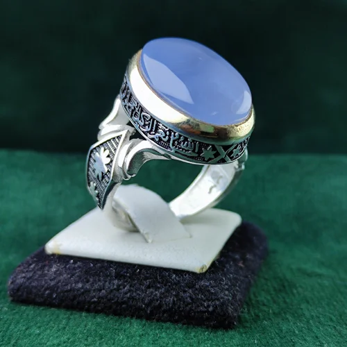 انگشترنقره عقیق کبود یمنی اصل رکاب صفوی