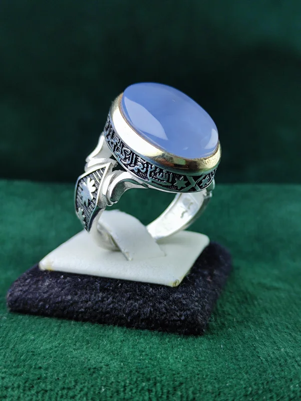 انگشترنقره عقیق کبود یمنی اصل رکاب صفوی