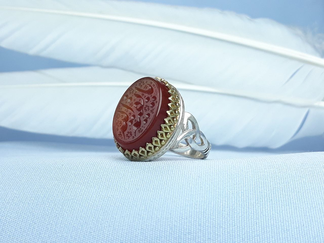 انگشتر نقره عقیق سرخ یا بقیه الله  رکاب ماشینی