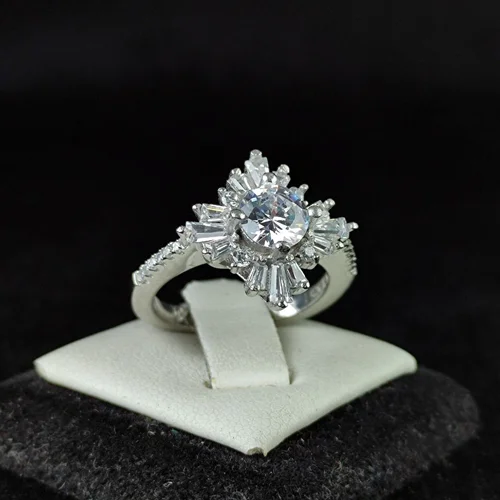 انگشترنقره جواهری سولیتر سنتاتیک سفید