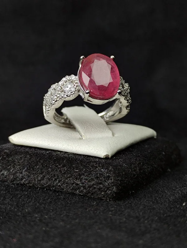 انگشترنقره جواهری یاقوت قرمز اصل