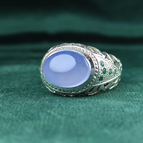 انگشتر نقره عقیق یمنی کبود اصل مخراج زمرد زامبیا اصلی رکاب فیلی دست ساز