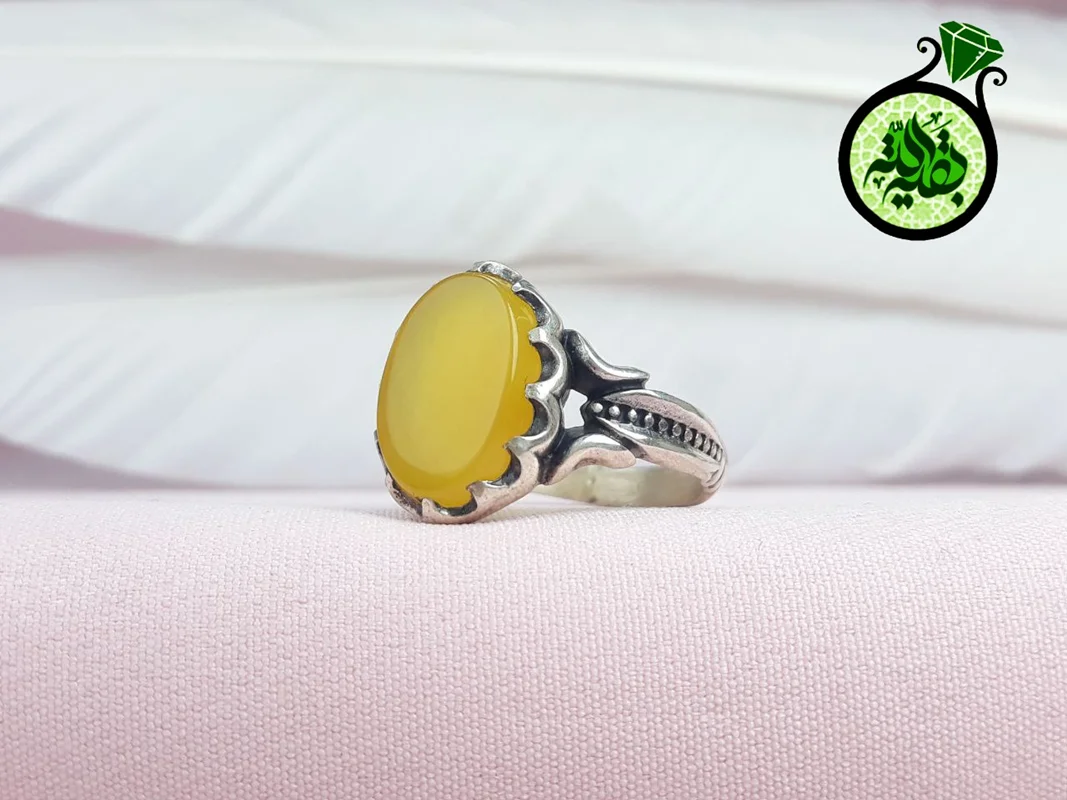 انگشترنقره عقیق زرد شرف الشمس اصل(مزین به دعای شرف الشمس)