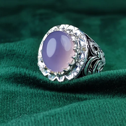 انگشتر نقره عقیق یمنی سوسنی دامله تراش مخراج هشت قطعه برلیان اصلی رکاب فیلی چنگی دست ساز