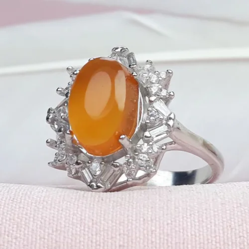 انگشتر نقره زنانه عقیق پرتقالی یمنی