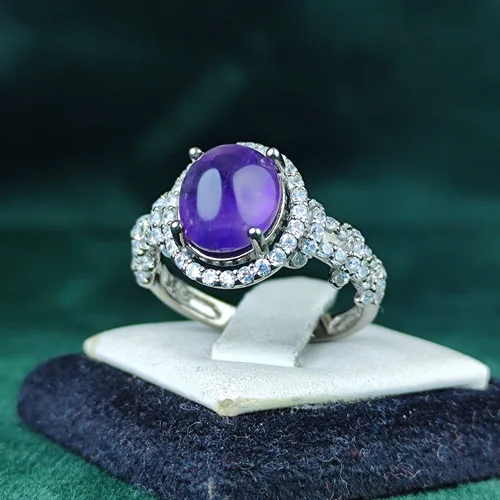 انگشتر نقره جواهری آماتیس دامله تراش