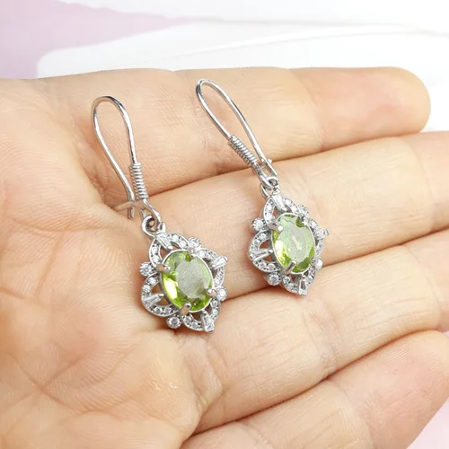 گوشواره نقره زبرجد زنانه روکش آب رادیوم