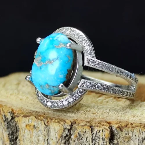 انگشترنقره زنانه فیروزه نیشابوری اصل