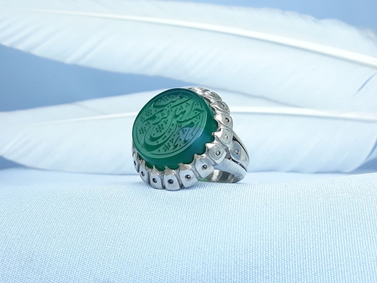انگشتر نقره عقیق سبز یا امام حسن کریم اهل بیت رکاب ماشینی