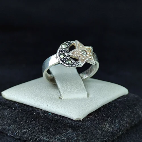 انگشترنقره دخترانه مارکازیت طرح ماه و ستاره