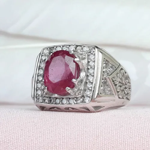 انگشتر نقره یاقوت سرخ اسپرت