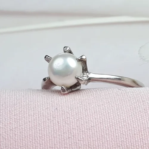 انگشترنقره مروارید پرورشی زنانه