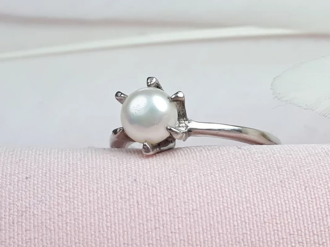 انگشترنقره مروارید پرورشی زنانه