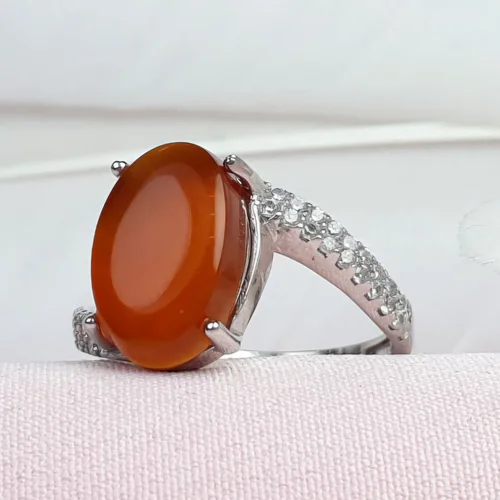 انگشتر نقره عقیق سرخ یمنی اصل زنانه