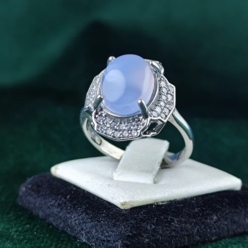 انگشتر نقره جواهری عقیق یمنی کبود زنانه