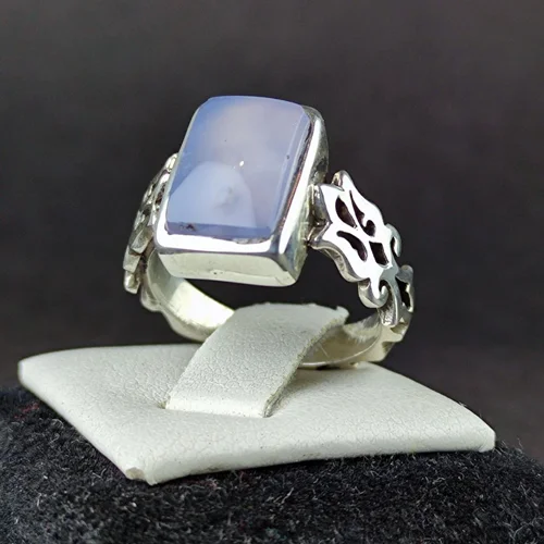 انگشترنقره عقیق کبود یمنی اصل رکاب صفوی دست ساز